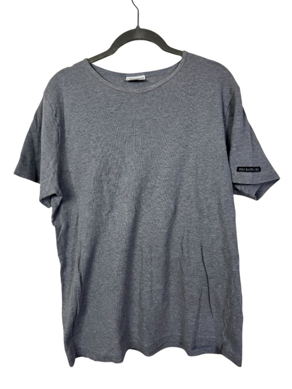 Polo Ralph Lauren Gray henley Waffle Knit T-Shirt Short Sleeve 100% Cotton Size